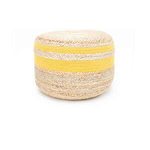 Puf z juty so žltým detailom LABEL51 Braided LABEL51