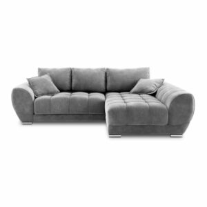 Sivá rozkladacia rohová pohovka so zamatovým poťahom Windsor & Co Sofas Nuage