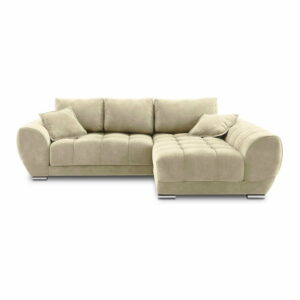 Béžová rozkladacia rohová pohovka so zamatovým poťahom Windsor & Co Sofas Nuage