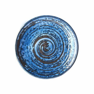 Modrý keramický tanier Mij Copper Swirl