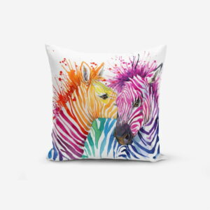 Obliečky na vaknúš s prímesou bavlny Minimalist Cushion Covers Colorful Zebras Oleas