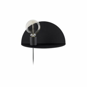 Čierna nástenná lampa s poličkou Shelfie