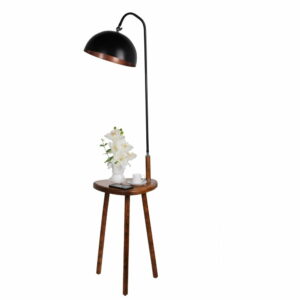 Čierna stojaca lampa s odkladacím stolíkom Opviq lights Opviq lights