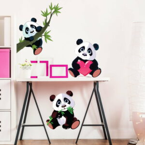 Sada 3 nástenných detských samolepiek Ambiance Panda Ambiance