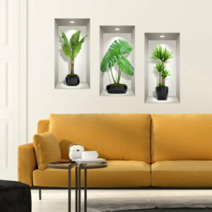 Sada 3 3D samolepiek na stenu Ambiance Green Plants Ambiance