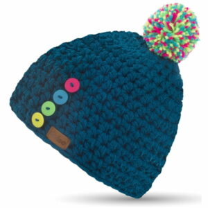 Modrá ručne háčkovaná čiapka s gombíkmi DOKE Blue Short DOKE