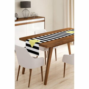 Behúň na stôl z mikrovlákna Minimalist Cushion Covers Stripes with Yellow Heart