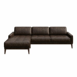 Tmavohnedá kožená pohovka s leňoškou na ľavej strane MESONICA Musso Tufted MESONICA