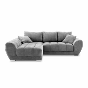 Sivá rozkladacia rohová pohovka so zamatovým poťahom Windsor & Co Sofas Nuage