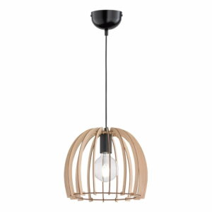 Béžové závesné svietidlo z dreva a kovu Trio Pendant Wood