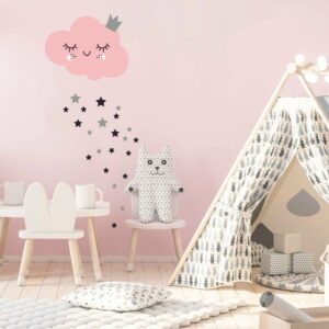 Sada samolepiek na stenu Ambiance Pink Clound and Stars Ambiance