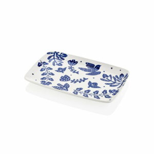 Bielo-modrý porcelánový servírovací tanier Mia Bloom