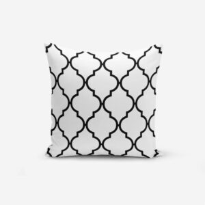 Čierno-biela obliečka na vankúš s prímesou bavlny Minimalist Cushion Covers Black White Ogea