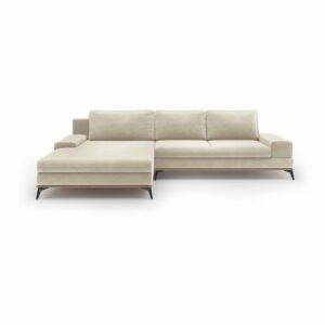 Béžová rozkladacia rohová pohovka so zamatovým poťahom Windsor & Co Sofas Astre