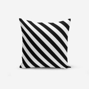 Čierno-biela obliečka na vankúš s prímesou bavlny Minimalist Cushion Covers Black White Seriti