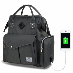 Antracitový batoh pre mamičky s USB portom My Valice HAPPY MOM Baby Care Backpack Myvalice