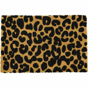 Čierna rohožka z prírodného kokosového vlákna Artsy Doormats Leopard