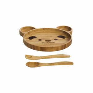 Jedálenský set pre deti z bambusu Bambum Teddy Bambum