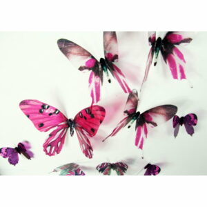 Sada 18 ružových adhezívnych 3D samolepiek Ambiance Butterflies Ambiance