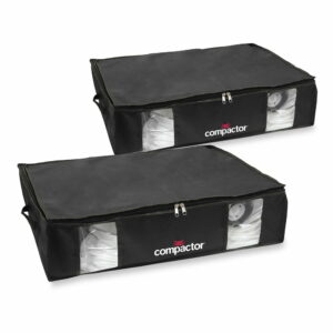 Sada 2 čiernych úložných boxov s vakuovým obalom Compactor Large Underbed Vacuum Bag Compactor