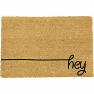 Čierna rohožka z prírodného kokosového vlákna Artsy Doormats Hey Scribble