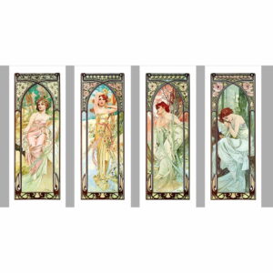 Sada 4 reprodukcií obrazov Alfons Mucha Times of The Day