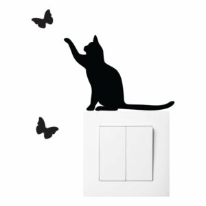 Čierna samolepka na vypínač Ambiance Cat Ambiance