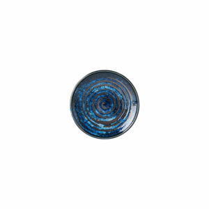 Modrý keramický tanier Mij Copper Swirl