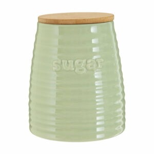 Svetlozelená dóza s bambusovým vrchnákom na cukor Premier Housewares Winnie