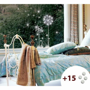 Set samolepky a 15 Swarovski krištáľov Ambiance Dandelion Flowers Ambiance