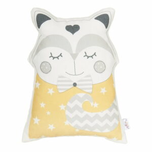 Žltý detský vankúšik s prímesou bavlny Apolena Pillow Toy Smart Cat