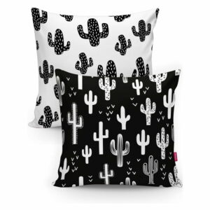 Sada 2 obliečok na vankúše Minimalist Cushion Covers BW Cactuses