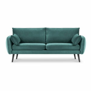 Tyrkysovomodrá zamatová pohovka Kooko Home Lento