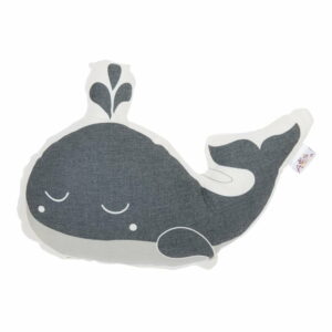 Sivý detský vankúšik s prímesou bavlny Apolena Pillow Toy Whale