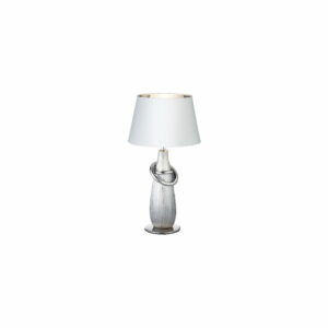 Biela stolová lampa z keramiky a tkaniny Trio Thebes