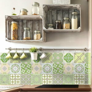 Sada 9 nástenných samolepiek Ambiance Azulejos Shade of Green