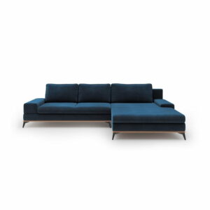 Kráľovskymodrá rozkladacia rohová pohovka so zamatovým poťahom Windsor & Co Sofas Astre