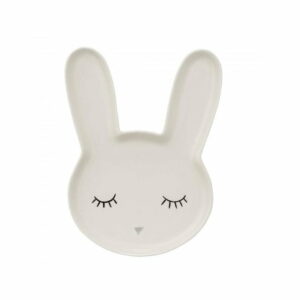 Biely detský tanier z kameniny Bloomingville Smilla Bunny Bloomingville