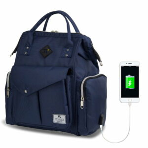 Tmavomodrý batoh pre mamičky s USB portom My Valice HAPPY MOM Baby Care Backpack Myvalice