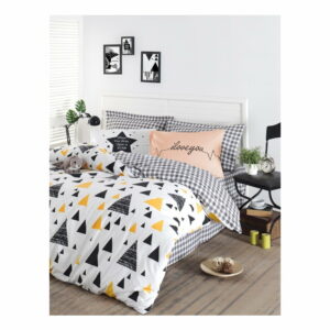 Obliečky na jednolôžko z ranforce bavlny Mijolnir Ilove Black & Yellow