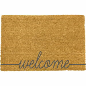 Sivá rohožka z prírodného kokosového vlákna Artsy Doormats Welcome Scribbled