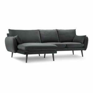 Tmavosivá zamatová rohová pohovka Kooko Home Lento