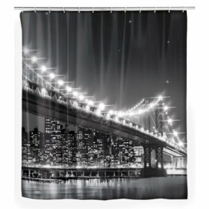 Sivý sprchový záves Wenko Led Brooklyn Bridge