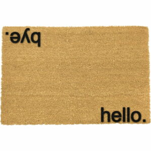 Čierna rohožka z prírodného kokosového vlákna Artsy Doormats Hello