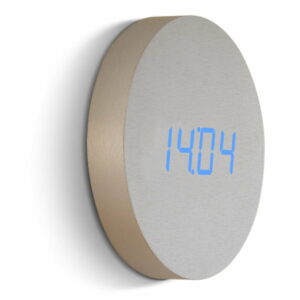 Svetlý nástenný budík s modrým LED displejom Gingko Round Clock Gingko