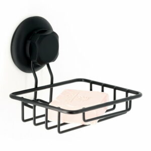 Čierny samodržiaca nástenný držiak na mydlo Compactor Bestlock Black Soap & Sponge Holder Compactor