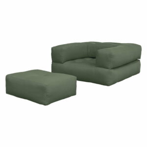 Rozkladacie kreslo so zeleným poťahom Karup Design Cube Olive Green Karup Design