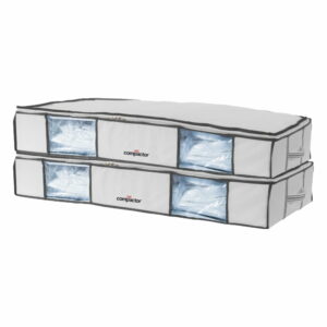 Sada 2 bielych úložných boxov pod posteľ s vakuovým obalom Compactor XLarge Underbed Life