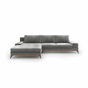 Sivá rozkladacia rohová pohovka so zamatovým poťahom Windsor & Co Sofas Astre