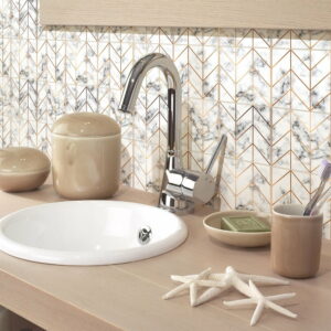 Sada 9 samolepiek na stenu Ambiance Marble and Gold Line